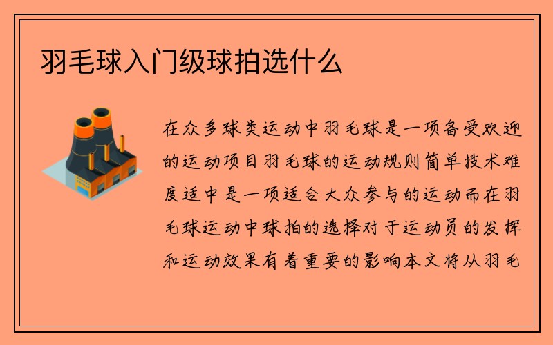 羽毛球入门级球拍选什么